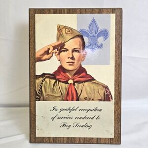 Vintage 1960 Boy Scouts Recognition Plaque, Freestanding